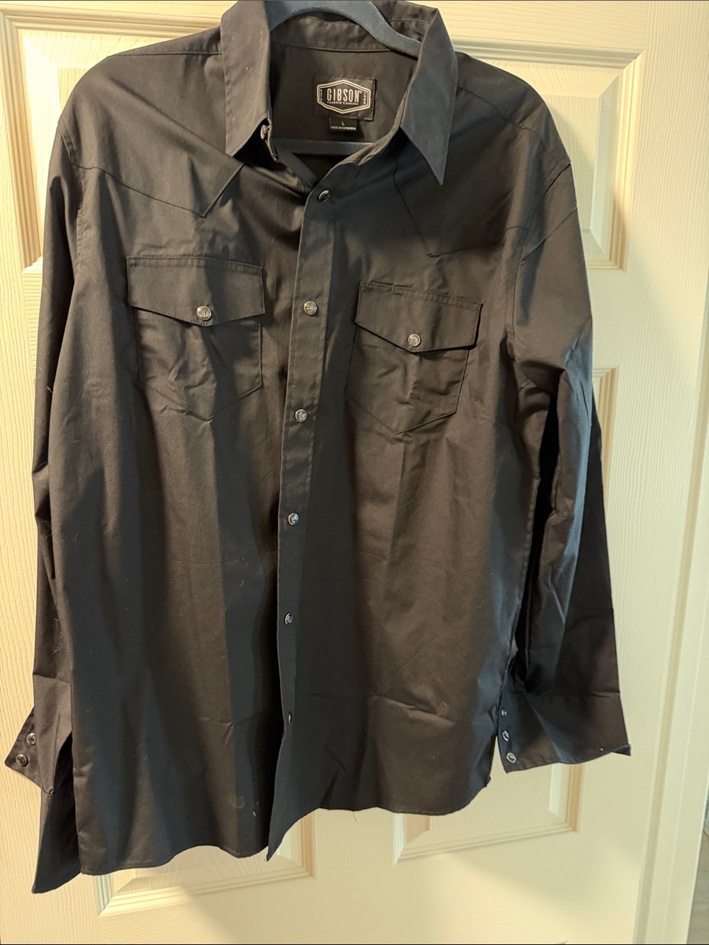 Gibson Men’s Black Long Sleeve Snap-Down Western Shirt